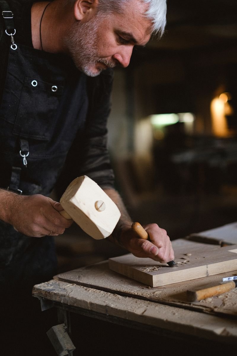 Carpenter framing a wall