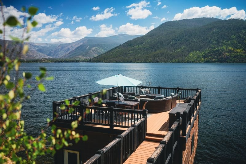 Wooden deck with railing